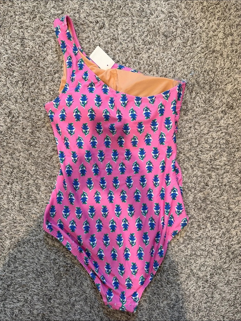 J. Crew One-Shoulder Pink Floral Print Swimsuit